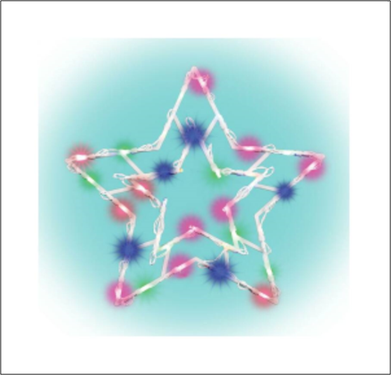 Belt�ri elemes csillag ablakd�sz, multi sz�nben, 35 LED